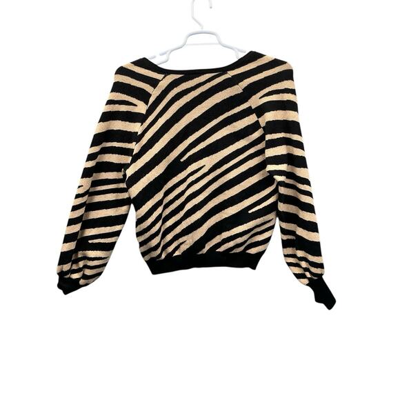 Philosophy Striped Sweater Sz Large Black Beige - Picture 4 of 12
